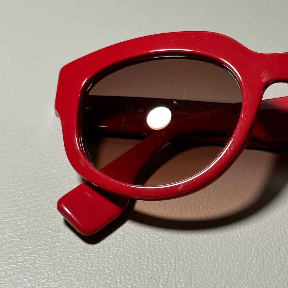 Prada SPR 07Q Oversized Cat Eye Red / Orange Sunglasses - Picture 7 of 8